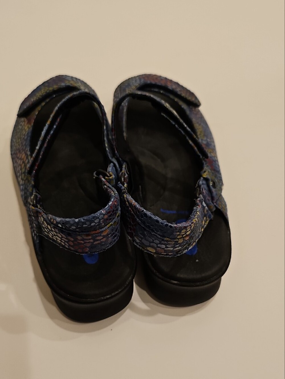 Wolky Jewel Fantasy Pichu Blue Multi-Color Snake-Print Adjustable Strap Sandals - Picture 4 of 9